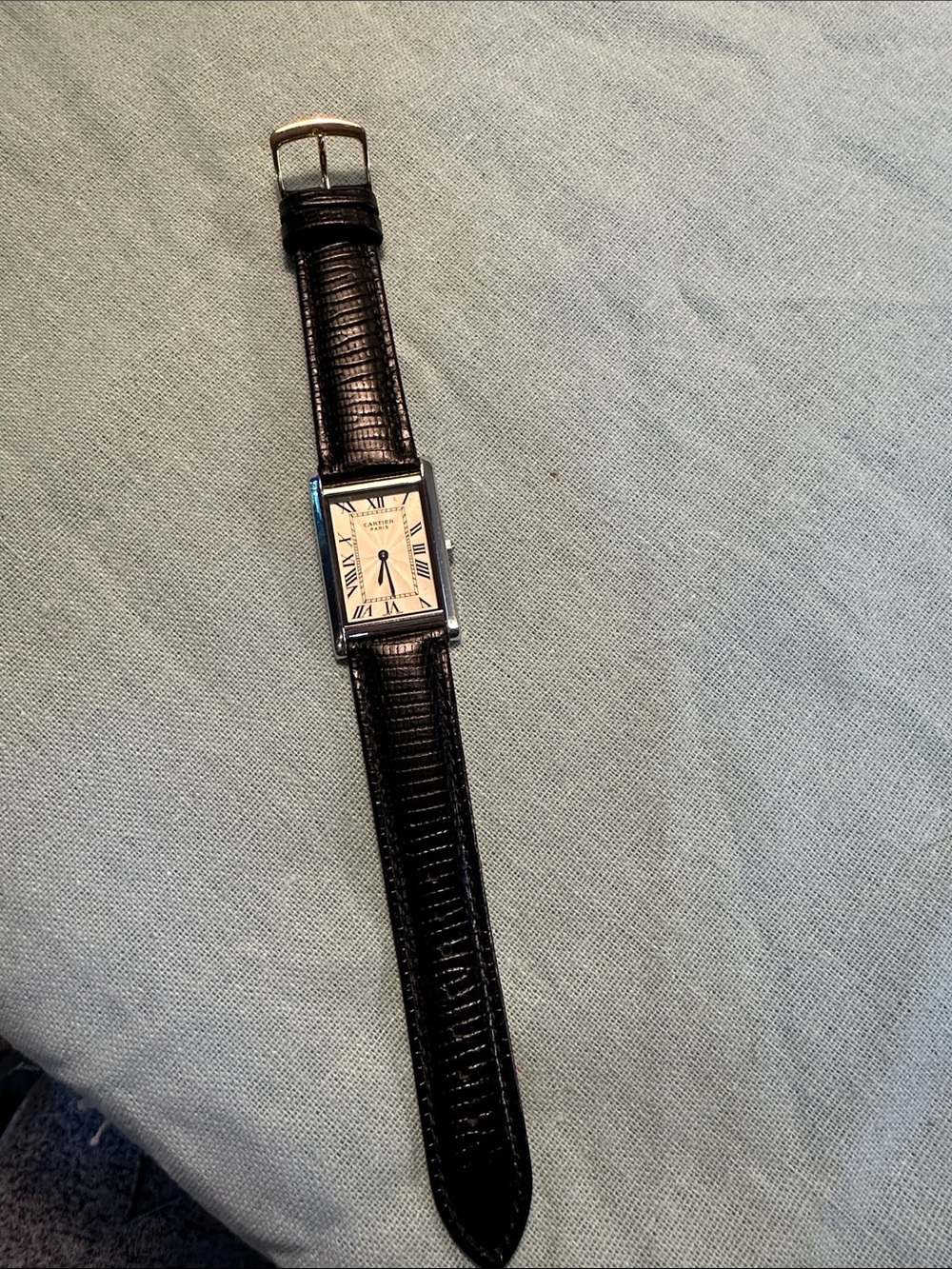 Rectangular Watch with Black Strap